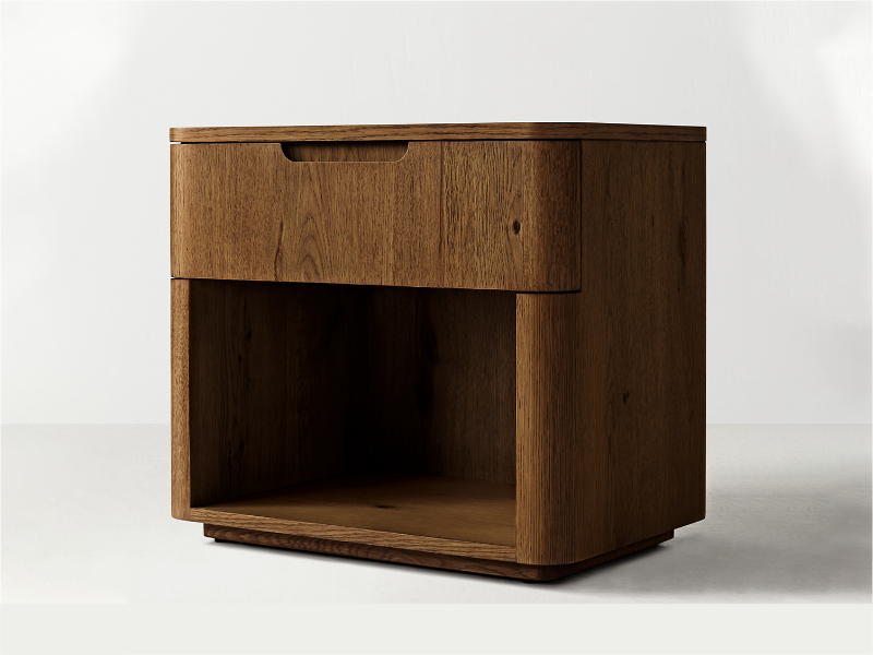 Nightstand With Groove;Custom Size Nightstand;Madero Oak Wooden Nightstand