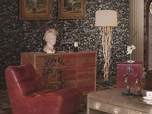 Antique Leather Chest With American Flag Print