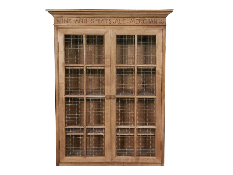 Salvaged Wood Glass Double Door Cabinet