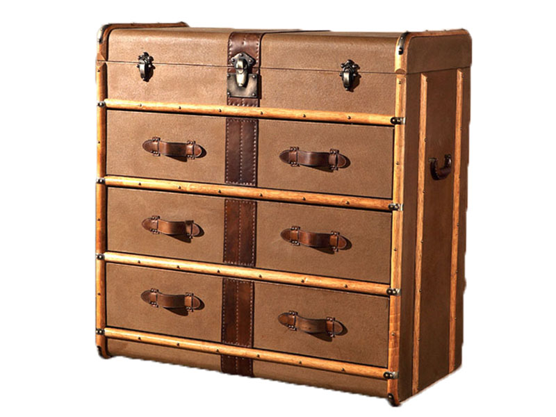 Vintage Medium Side Chest With Rattan