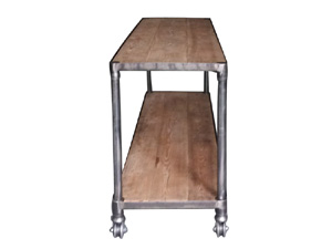 Iron Leg Two Levels Industrial Wood Shelving