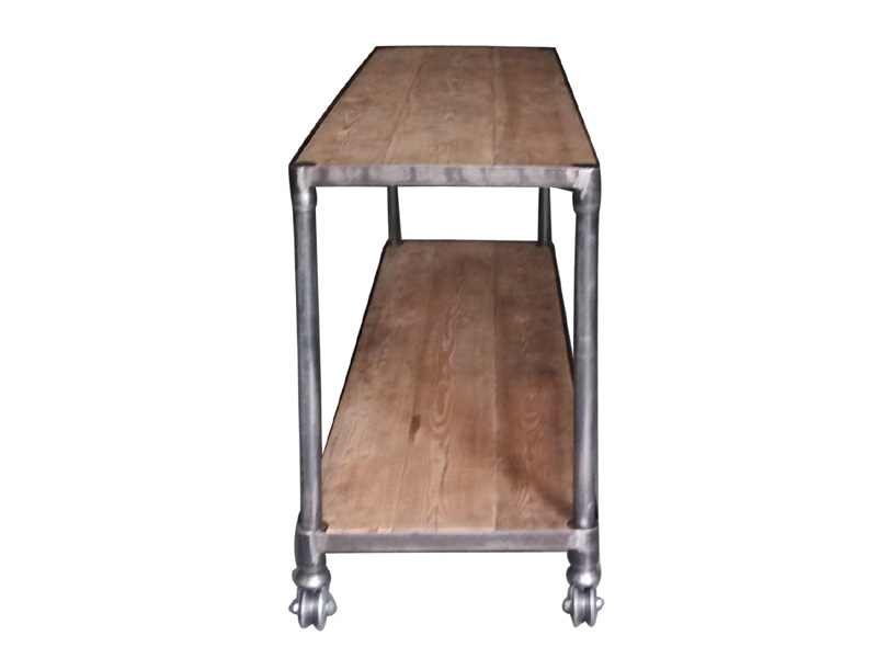 Iron Leg Two Levels Industrial Wood Shelving