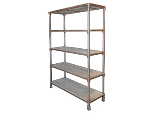Rustic Metal Frame Wood Shelving