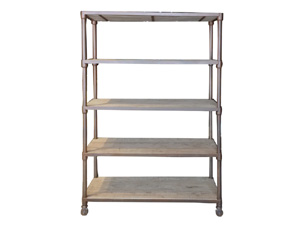 Rustic Metal Frame Wood Shelving