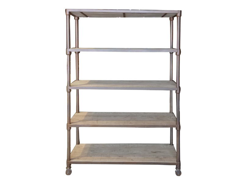 Rustic Metal Frame Wood Shelving