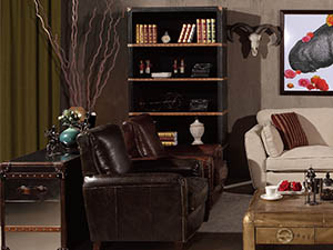 Black Leather Single Bookshelf