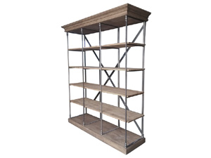 X Back Industrial Dutch Solid Wood Shelving