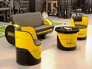 Metal Iron Oil Drum Restaurant Bench