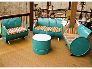 Metal Iron Oil Drum Restaurant Bench