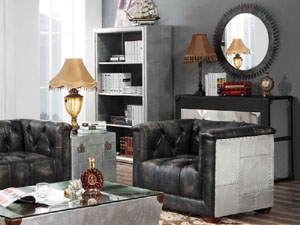 Antique Black Aviator Sofa Chair