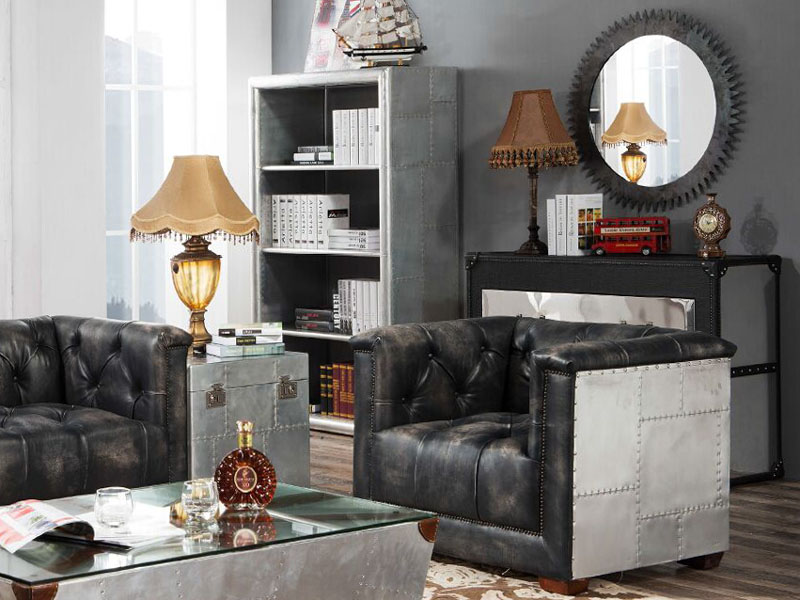 Antique Black Aviator Sofa Chair