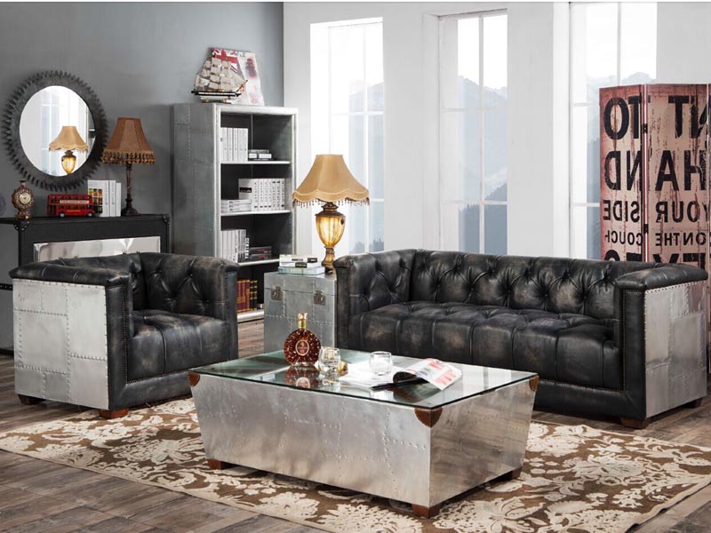 Antique Black Aviator Sofa