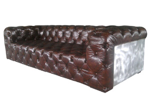 Hipster Riveted Metal Aviator Tufted Leather Sofa