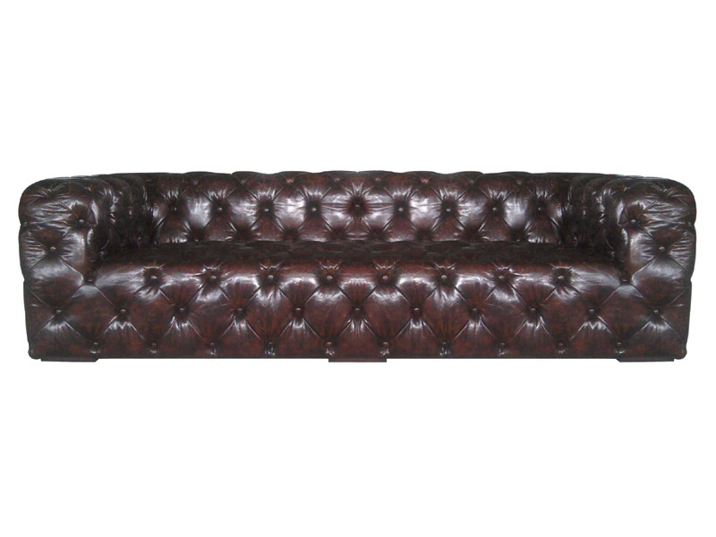 Hipster Riveted Metal Aviator Tufted Leather Sofa