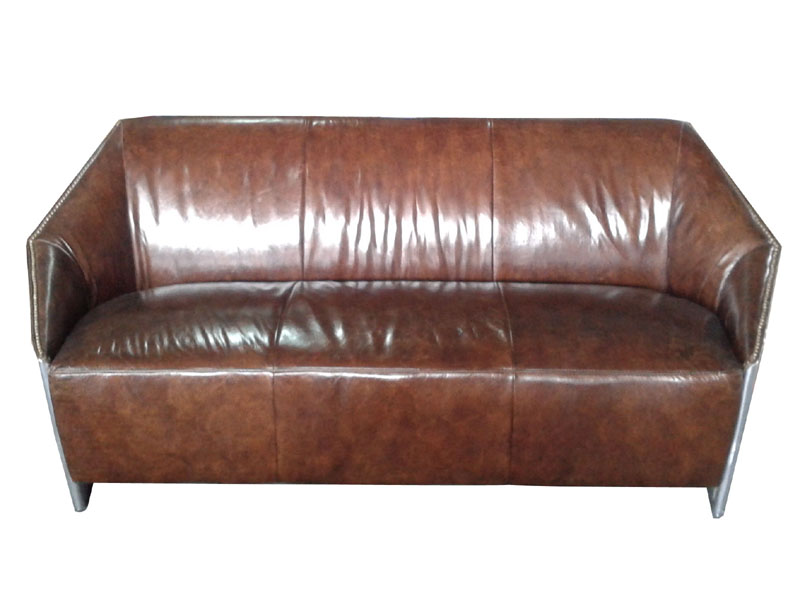 Riveted Aluminium Back Aviator Vintage Leather Sofa
