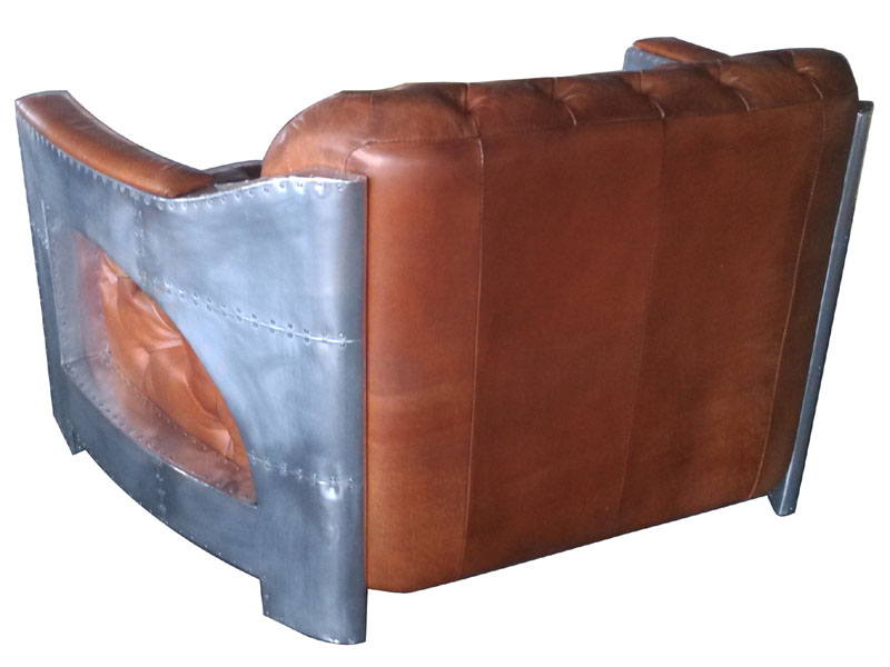 Tufted Back and Seat Brown Tan Leather Loveseat Sofa