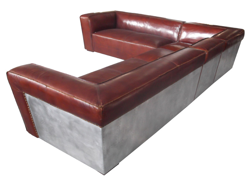 Vintage Leather Aviator Sectional Sofa