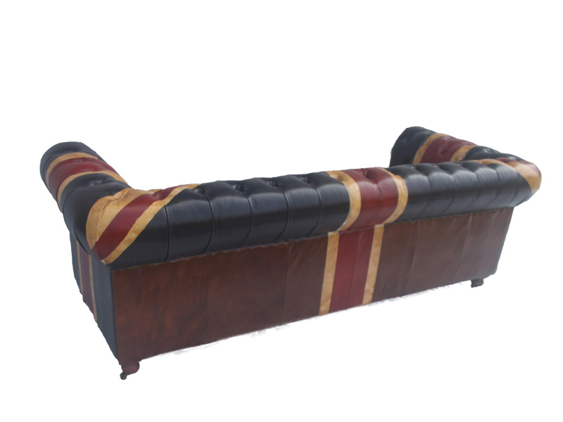 Antique Chesterfield Sofa,Genuine Leather Union Jack Sofa