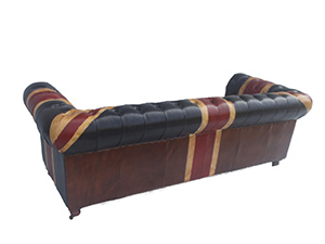 Antique Chesterfield Sofa,Genuine Leather Union Jack Sofa