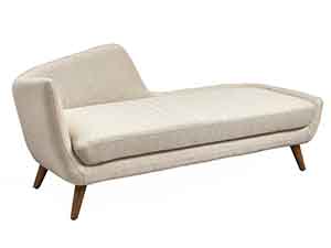 Wood Leg Linen White Fabric Sofa