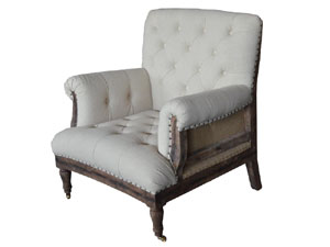 Architecture Back Button Tufted Back Armchair with Wheels