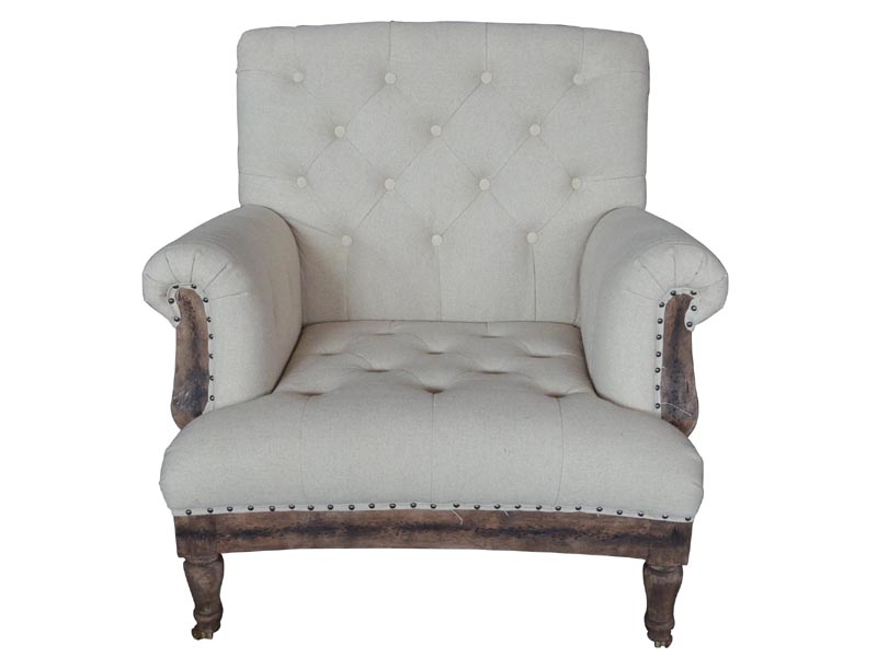 Architecture Back Button Tufted Back Armchair with Wheels
