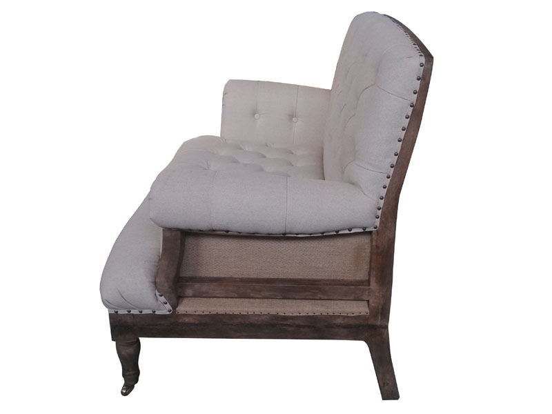Architecture Back Tufted Roll Arm 2 Seater Fabric Sofa