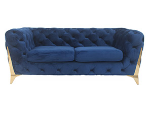 Leisure Hotel Navy Blue Velvet Tufted Sofa Set