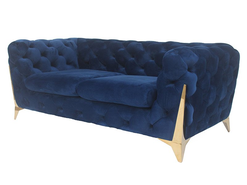 Leisure Hotel Navy Blue Velvet Tufted Sofa Set