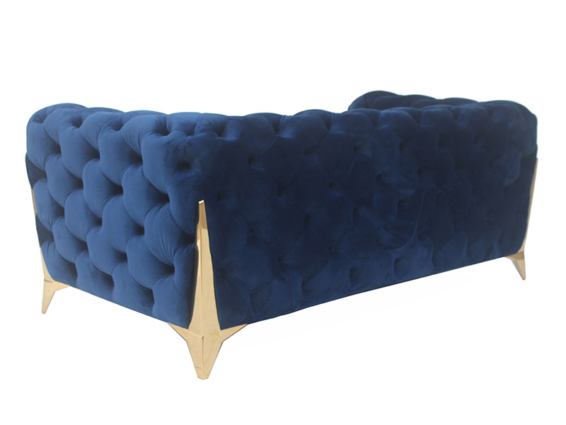Leisure Hotel Navy Blue Velvet Tufted Sofa Set