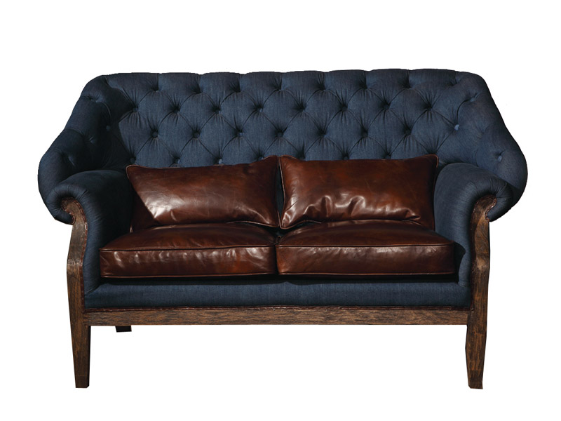 Mid-Century Jean Fabric Tufted Back Sofa