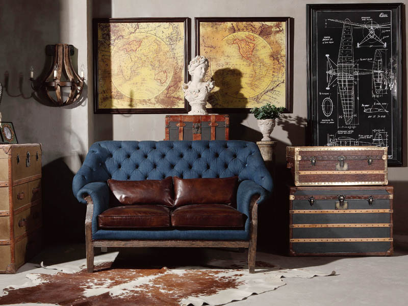 Mid-Century Jean Fabric Tufted Back Sofa