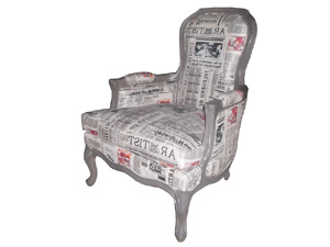 Newspaper Printed Fabric Armchair