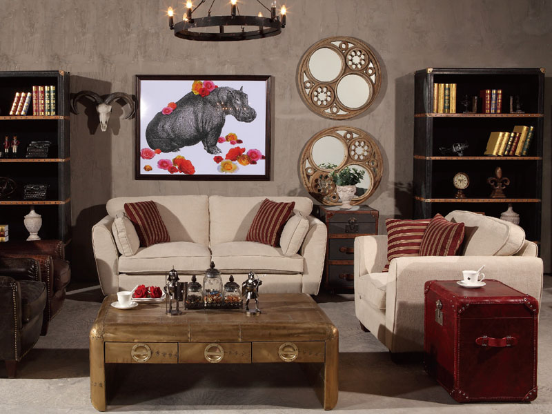 White Fabric Vintage Sofa