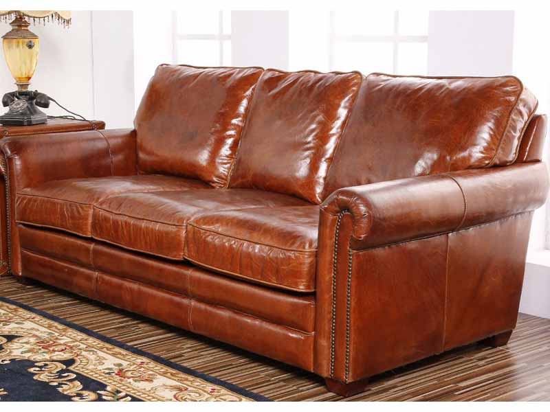 Antique Italian Leather 3S Sofa