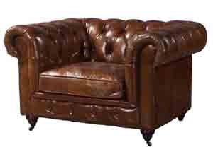 Antique Leather Chesterfield 1S Sofa