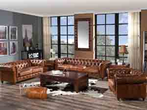 Antique Leather Chesterfield 1S Sofa