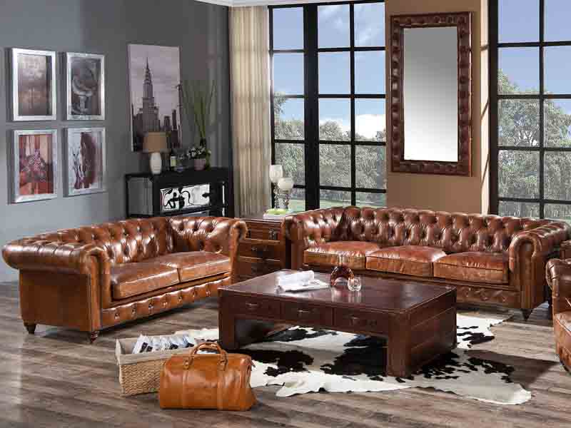 Antique Leather Chesterfield 2S Sofa 