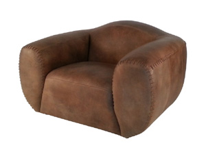 Antique Leather Stitched Edge Sofa Chair