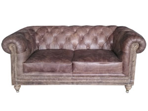 Architecture Back Antique Real Leather Chesterfield Sofa