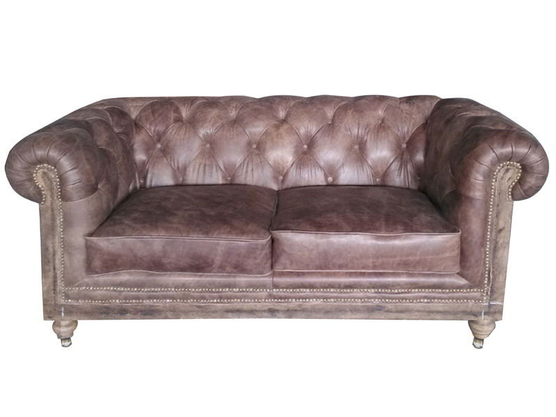 Architecture Back Antique Real Leather Chesterfield Sofa