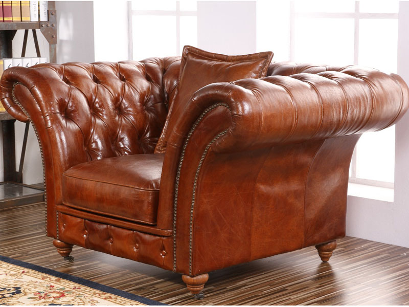Barrington 1S Vintage Leather Chesterfield Sofa