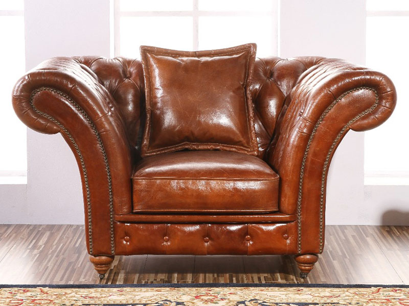 Barrington 1S Vintage Leather Chesterfield Sofa