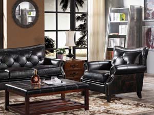 Black Handmade Leather Sofa