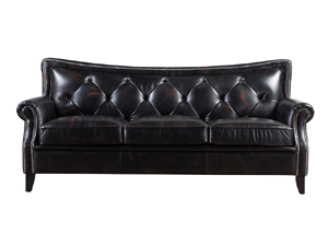 Black Handmade Leather Sofa Set