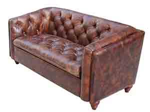 Button Back Vintage Leather Square Sofa
