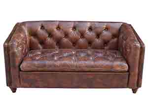 Button Back Vintage Leather Square Sofa