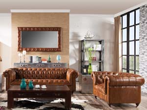 Chesterfield Tan Leather Sofa Chair