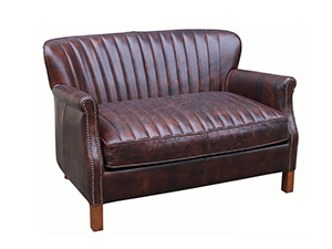 Distressed Tan Leather Couch