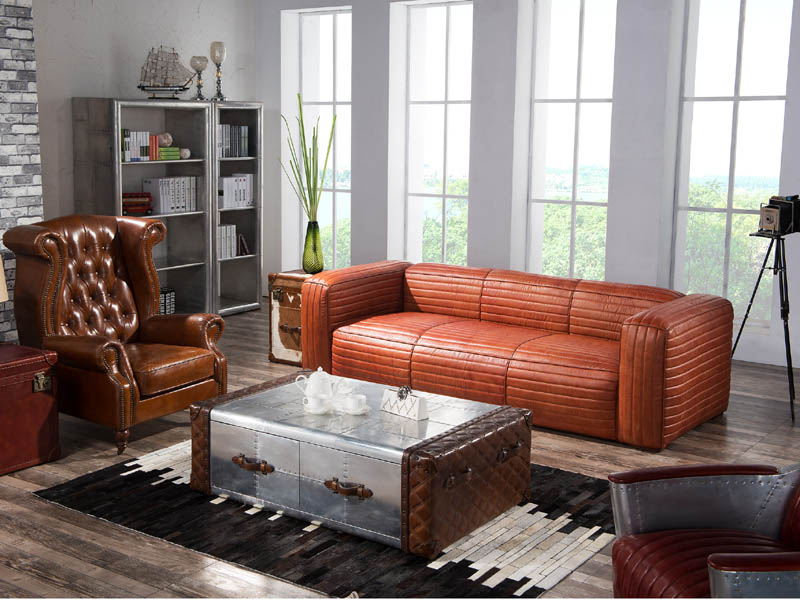 Fulham Vintage Leather Couch Sofa 